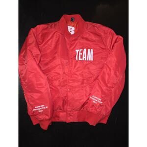 Team Justin Bieber 2017 Purpose Stadium Tour Red Bomber Jacket Size Extra Large
